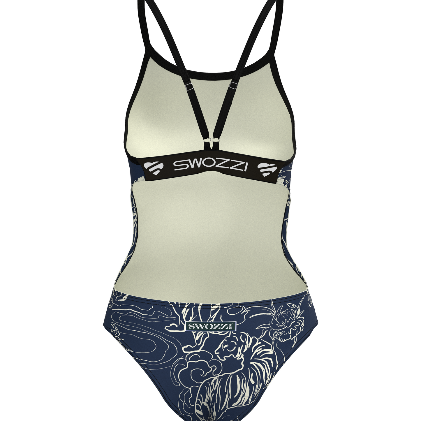 Women's One Piece Elastic Strap Back Tiger Flower