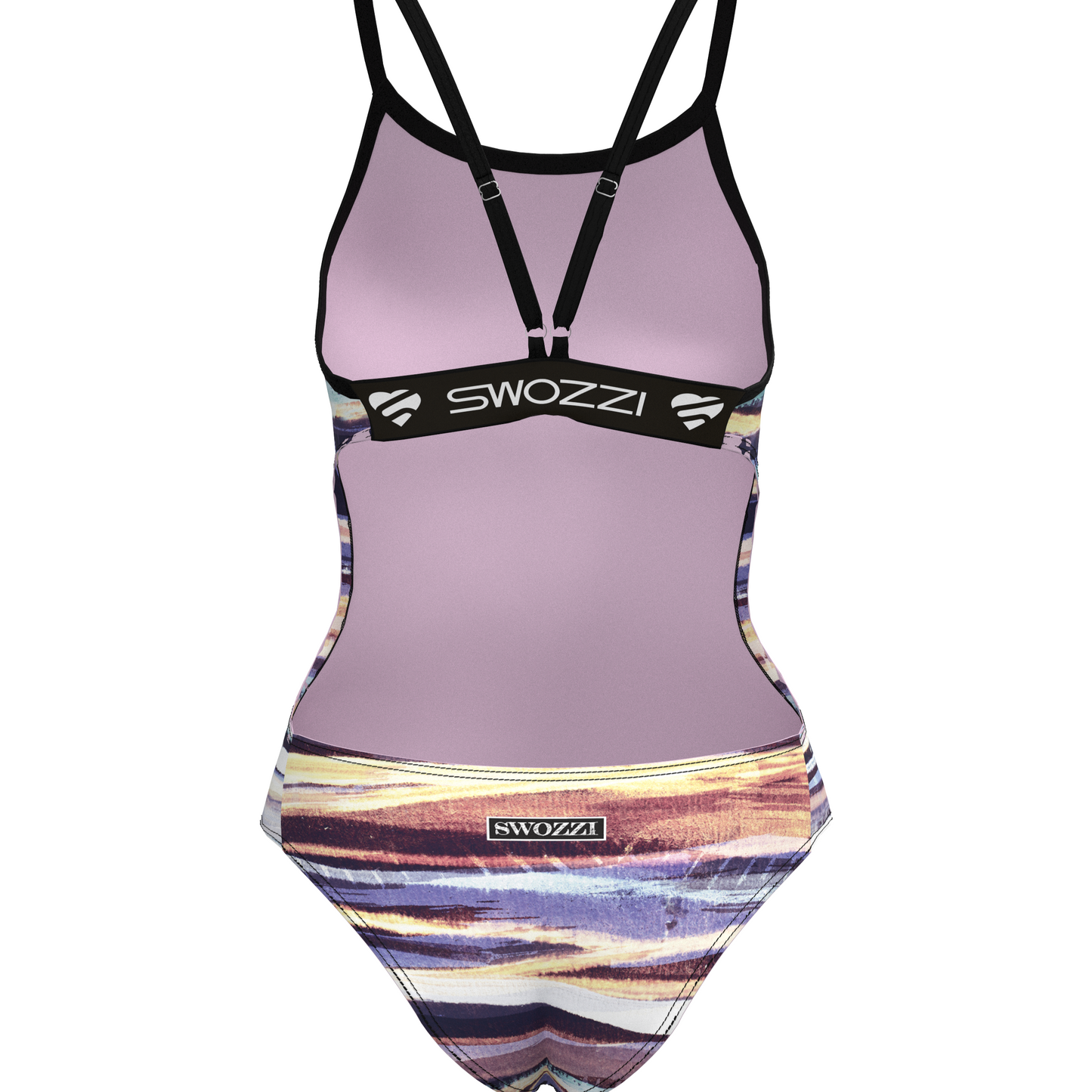 Women's One Piece Elastic Strap Back Earthy Stripes