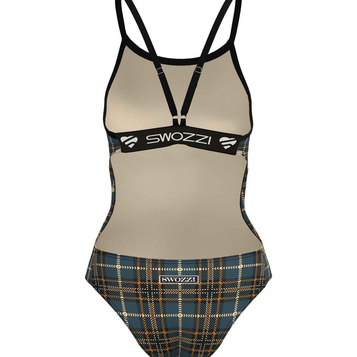 Women's One Piece Elastic Strap Back Scottish Check
