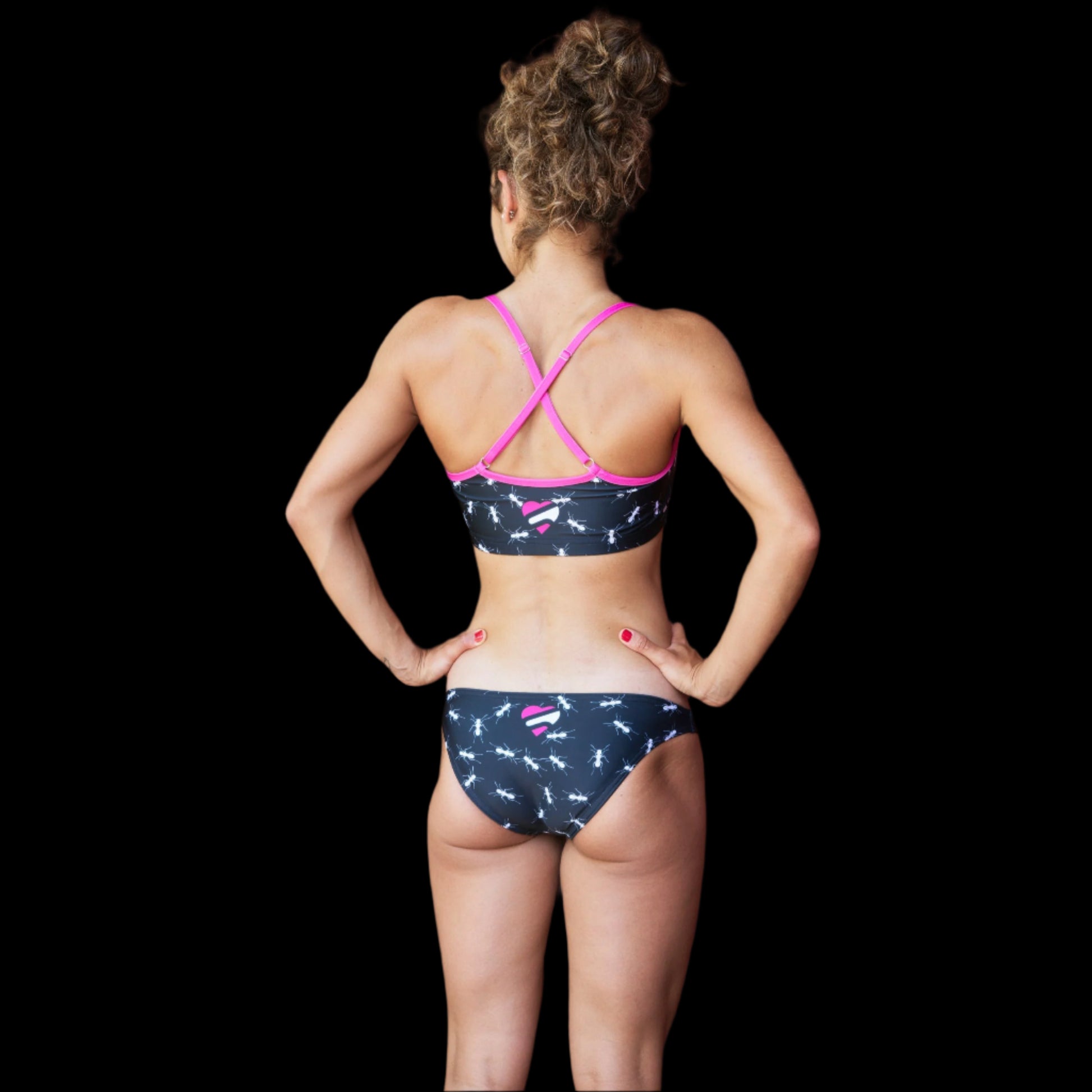 Fir Woman wearing a Ant print bikini 