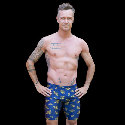 Fit Man wearing blue Beez Jammers standing with hands on hips